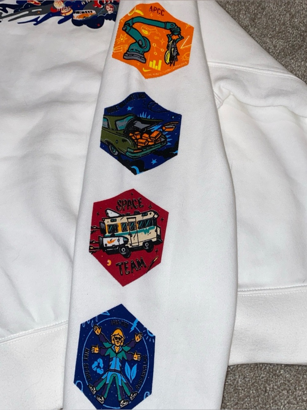 Nike White Sportswear Club Hoodie Graphic Back & Sleeves Space Team NWT Men's S - Picture 5 of 10